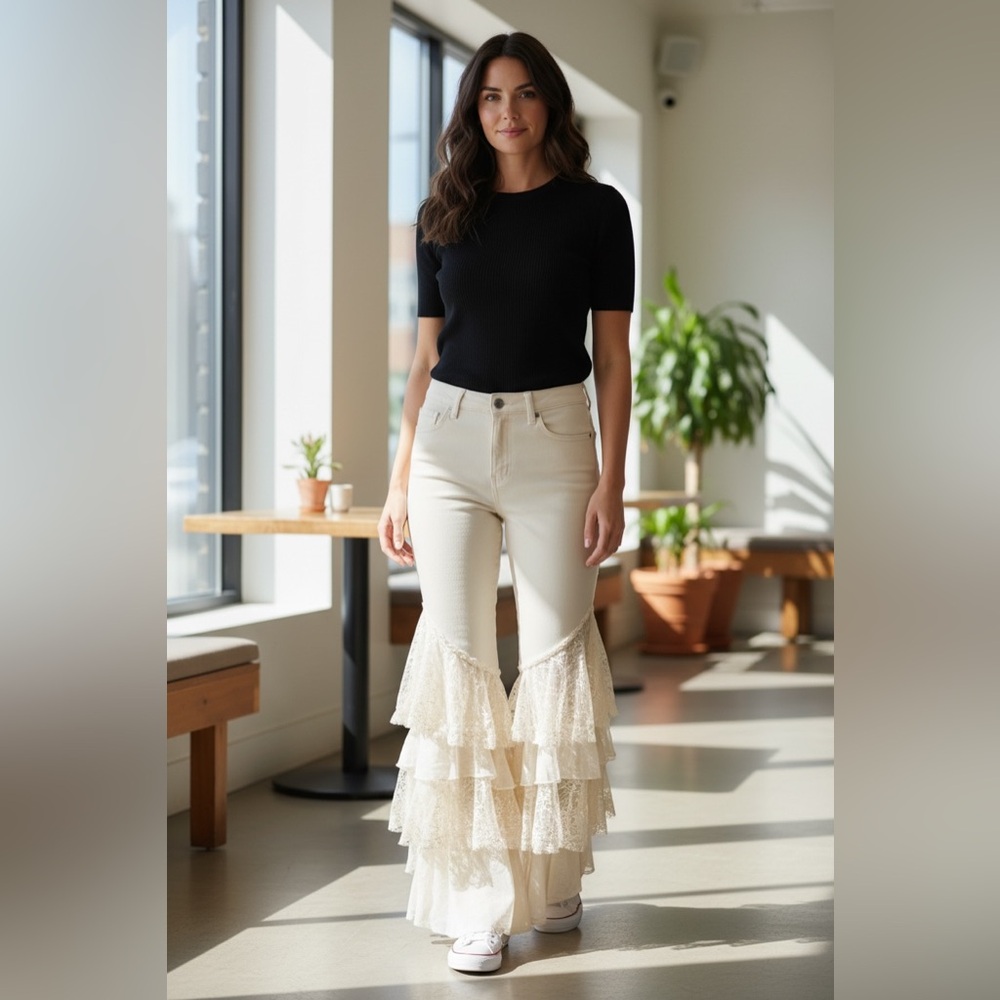 Oli & Hali Cream Flare Jeans